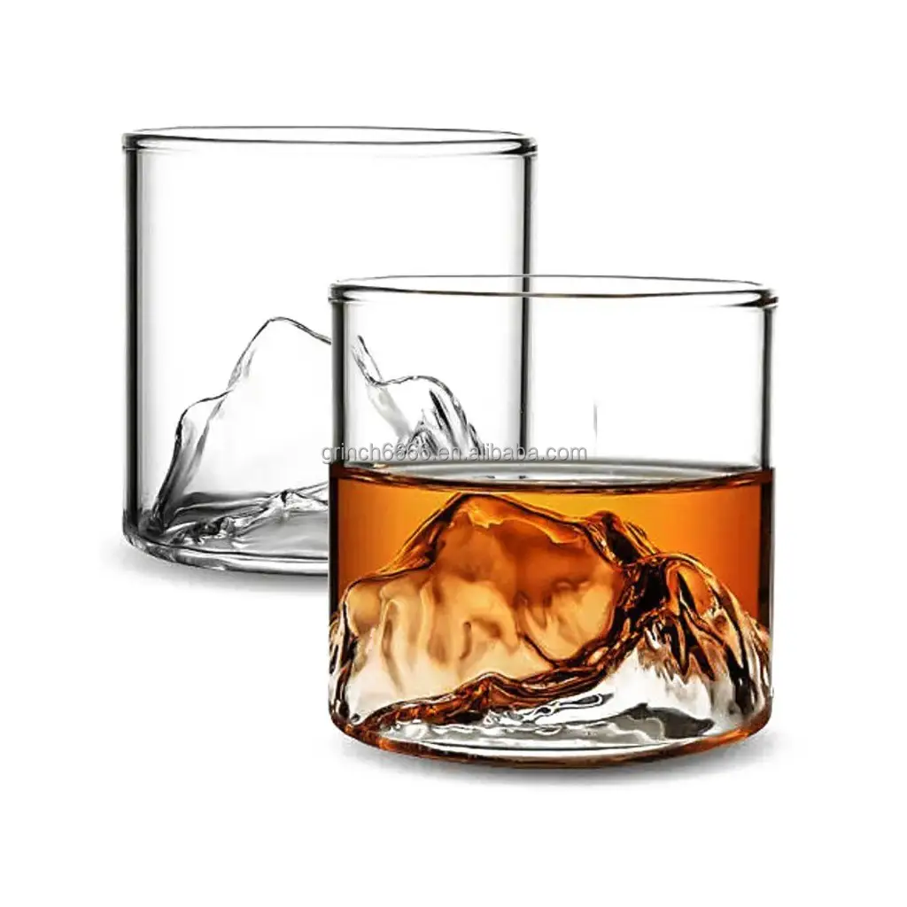 Gelas minum wiski untuk minuman, desain Iceberg, kaca wiski, kaca gunung, wiski, untuk minuman
