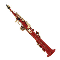 Bb Straight Soprano Saxophone Red Lacquered Body Gold Lacquered Keys Professional Woodwind Instrument HYM-767 Adjustable