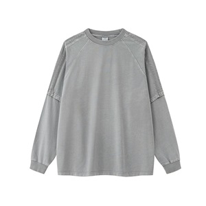 Dos camisetas de manga larga y un conjunto de dos piezas de lavabo informal Europeo Americano falso, retales palmeados Cleanfit Versatil - Product Image 6