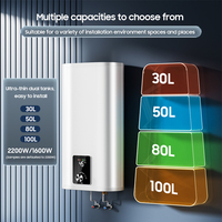Chauffe-eau électrique mural vertical 30L en plastique, réservoir moderne pour salle de bain et cuisine