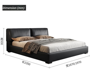 Juego de cama doble para parejas, tamaño King, moderno, cómodo, con fundas de cuero genuino y marco de madera maciza - Product Image 1