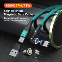 Kabel Magnetik 9pin 540 Rotasi 6 in 1 100W |   Kabel Pengisian Cepat & Data Universal USB Type C Micro PD100W 5A 1M 1.8M
