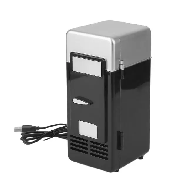 デスクトップミニ冷蔵庫USBガジェット飲料缶クーラーウォーマー冷蔵庫内部LEDライト付き車用ミニ冷蔵庫
