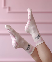 Chaussettes de Pilates personnalisées POPSOX avec logo et grip, faible MOQ, antidérapantes, montantes, pour barre, fabricant professionnel OEM/ODM