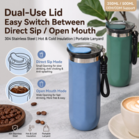Tasse à café isotherme portable en acier inoxydable 304 à double paroi de 500 ml avec corde de transport et isolation thermique sous vide