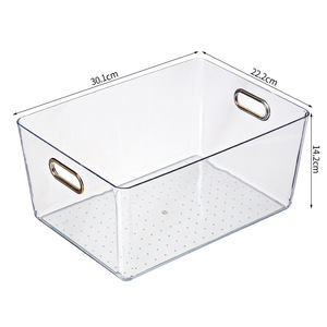 Transparent Plastic Storage Basket With Handles For Bathroom Desktop Cosmetic Organizer No Lid Solid Color 2L Capacity - Product Image 4