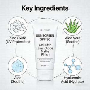 บรรจุภัณฑ์โลโก้สั่งทำ 100 มล. SPF50 PA+++ ครีมกันแดดสำหรับผิวหน้าและผิวกาย สดชื่น ปกป้องยาวนาน 12 ชั่วโมง สำหรับผู้ใหญ่ ปราศจากสาร PEG - Product Image 3