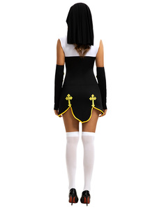 Costume <span class=keywords><strong>da</strong></span> <span class=keywords><strong>Suora</strong></span> <span class=keywords><strong>Sexy</strong></span> per Donna Adulta in Bianco e Nero, <span class=keywords><strong>Abito</strong></span> per Feste di Halloween e Cosplay - Product Image 5