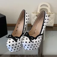 Escarpins sexy de créateur à plateforme à pois pour femme, à bout rond et talons fins, pour mariages, soirées et boîtes de nuit