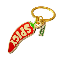 Porte-clés en alliage de zinc émaillé en forme de piment rouge de dessin animé, plaqué or de qualité supérieure, pendentif de sac, cadeau promotionnel, vente en gros