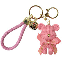 Cadeau pour couple : Porte-clés ours en fil 3D avec nœud papillon, style dessin animé, mignon, créatif, tendance, couleurs personnalisables, léger, très prisé sur internet