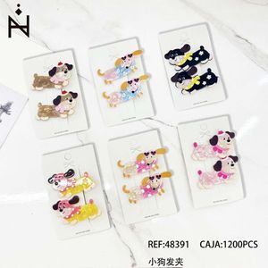Set di fermagli per capelli per cuccioli, 6 pezzi, design colorato a forma di cane, per bambine, accessori - Product Image 1