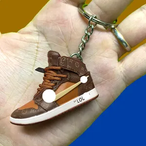 Nuevos vendedores diseñador Pvc silicona 3D Mini Dunk entrenadores baloncesto zapato llavero 3D Mini zapatilla con caja