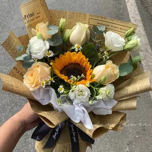 JOYWOOD Vintage moda İngilizce gazete hediye ambalaj kağıdı Kraft kağıt çiçek paket çiçek ambalaj kağıdı toptan