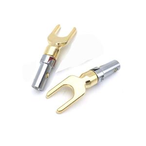 Hifi Brass mạ Vàng âm thanh ổ cắm Y Spade Loa cắm điện nối <span class=keywords><strong>adapter</strong></span> Tabletop ổ cắm - Product Image 3