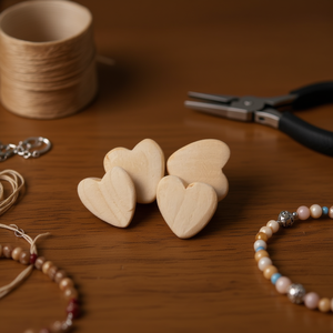 Perline di legno a forma di cuore Ilan da 25 mm, 4 pezzi, per la creazione di gioielli - Product Image 2