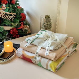 Parure de lit quatre pièces en fibres synthétiques pour Noël, douce et agréable pour la peau, avec imprimé numérique de dessins animés et <span class=keywords><strong>anime</strong></span>, drap, housse de <span class=keywords><strong>couette</strong></span> et taies d'oreiller incluses. - Product Image 2