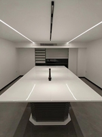 Table de conférence haut de gamme moderne en MDF, sur mesure, style brillant, pieds en aluminium pour la maison, le bureau, l'école, l'hôpital