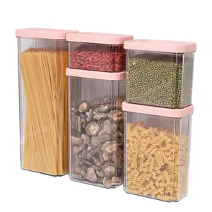 Набор герметичных контейнеров для хранения пищевых продуктов, прозрачные пластиковые контейнеры для кухни и кладовой с прочными крышками для еды