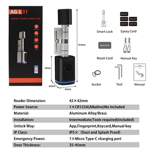 กุญแจล็อคประตูดิจิตอลแบบกันน้ำ Tuya Smart พร้อมระบบสแกนลายนิ้วมือ ใช้แอพ บัตร รหัสผ่าน และกุญแจ สำหรับประตูเหล็ก - Product Image 5