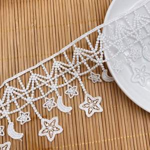 Tissus brodés en dentelle, 5/7CM de largeur, accessoires de vêtement à la mode, matériel à coudre pour robes ajourées, garniture étoiles, lait, <span class=keywords><strong>lune</strong></span>, - Product Image 4