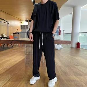 <span class=keywords><strong>M</strong></span>-4XLメンズカジュアルサマースポーツセットOネック半袖プルオーバートップドローストリングズボン通気性屋内/屋外ツーピース - Product Image 5