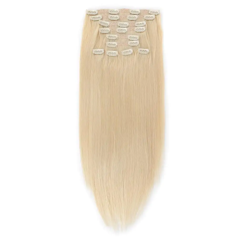 140g Unprocessed Remy Russian Blonde 613# 100% Human Hair Clip In Hair Extension