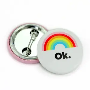 de fábrica, logotipo impreso personalizado, insignia de botón redondo en blanco, botones de Pin de hojalata personalizado