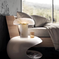 Lampe de table en albâtre au design moderne, source de lumière LED, abat-jour en pierre, intensité réglable, écologique, pour chambre à coucher, salon, bureau ou hall d'entrée