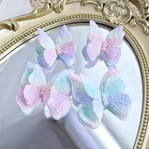 Ychon grosir kupu-kupu dengan lapisan emas indah kupu-kupu dekorasi kue lucu untuk ulang tahun gadis
