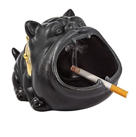 Cendrier Cigare Extérieur En Céramique Premium – Portable, 2 Fentes, Design Élégant Noir Mat Pour Maison, Patio, Voyage Et Cadeau Homme