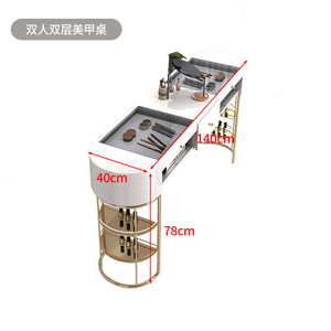 Ensemble table et chaise de manucure style INS avec plateau en verre — Poste de manucure simple/double pour salons de manucure, spas de beauté et studios à domicile - Product Image 4