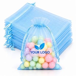 Wholesale Organza Drawstring <b>Gift</b> <b>Bags</b> Custom Logo Sheer Pouches for Jewelry Candy <b>Wedding</b> Party Favors - Product Image 6