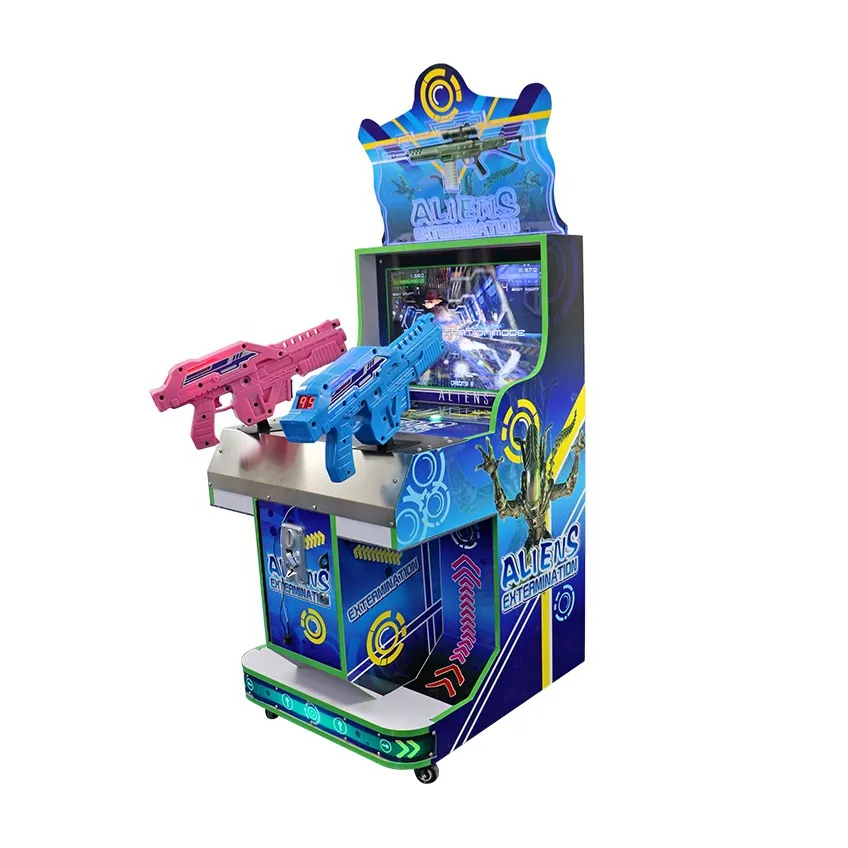 Venta caliente pasteles niños máquina de Arcade 22 Lcd Mini Aliens exterminio niños paraíso tiro Arcade niños máquina de Arcade