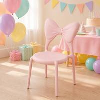 Chaise de repas portable pour enfants JIETUO, dossier coloré avec nœud, style moderne et minimaliste en PP, pour la maison, la maternelle et les fêtes