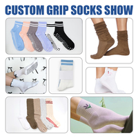 Chaussettes de yoga en coton personnalisables antidérapantes avec coussinet de gym, logo imprimé coloré, revers et semelle à grip tricoté pour l'exercice et le Pilates