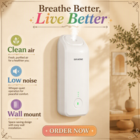 Diffuseur d'aromathérapie automatique AeroScent sans eau 50ML en plastique, fonctionne sur piles, type C, garantie 1 an, utilisation à domicile ou à l'hôtel, portable