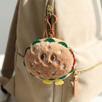 Porte-monnaie compact en peluche 3D simulé en forme de petit-déjeuner, fait main, style Kawaii, porte-clés dessin animé, mini porte-monnaie moelleux, cadeau pour machine à griffes