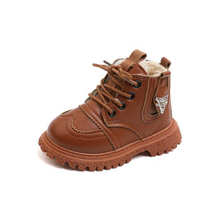 2025 unisexe enfants hiver <span class=keywords><strong>bottes</strong></span> courtes Style britannique doublé polaire chaud coton Martin semelle souple <span class=keywords><strong>bottes</strong></span> de neige pour garçons filles - Product Image 2