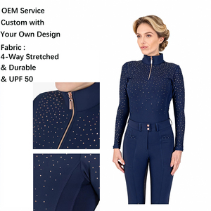 Camisas de Equitación de Alta Calidad para Mujer, Impresión de Logotipo Personalizada, Camisa Ecuestre Deportiva de Manga Larga para Mujer - Product Image 1