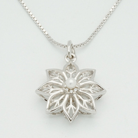 Pendentif en or 14 carats certifié IGI/GIA, motif pétale creux, perle d'eau douce, diamant de laboratoire, bijou romantique en forme de larme de lune pour anniversaire