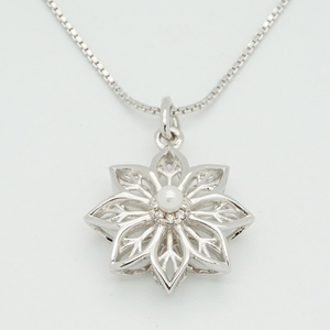 Elegant <b>Solid</b> 9K/14K/18K <b>Gold</b> Hollow Petal <b>Pendant</b> with Freshwater Pearl for Romantique Anniversary Jewelry - Product Image 6