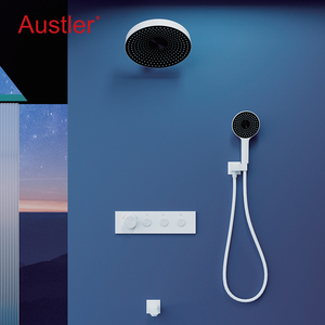Système <span class=keywords><strong>de</strong></span> <span class=keywords><strong>douche</strong></span> thermostatique moderne avec pommeau <span class=keywords><strong>de</strong></span> <span class=keywords><strong>douche</strong></span> pluie, ensemble <span class=keywords><strong>de</strong></span> robinetterie <span class=keywords><strong>de</strong></span> <span class=keywords><strong>douche</strong></span> encastrée et douchette à main coulissante - Product Image 1