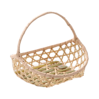 Mini plateau de service rond en bambou écologique et panier avec poignées tissé à la main multi-usages pour le pain aux fruits