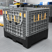 Conteneur de transport et de stockage en maille isolée pour poisson, en HDPE, grand format, solide, pliable, rigide, empilable et ventilé