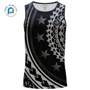 Custom design sports running gym Singlet for men boys Black Polynesian Maori tag touch singlet uniforms Quick dry shirts