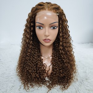 Promotion à 88 $ Perruques Jerry Curly avec fermeture en dentelle 4x4 100% cheveux humains # Perruque en cheveux naturels vierges bruns bruts de 22 pouces, 30 couleurs originales - Product Image 2