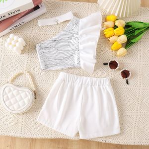 Set di Abbigliamento per Neonata, Top Corto con Paillettes Rosse e <span class=keywords><strong>Pantaloncini</strong></span>, 2 Pezzi, Set Carino Bianco per <span class=keywords><strong>Bambina</strong></span> - Product Image 5