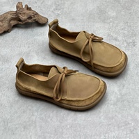 Chaussures basses décontractées pour femmes en cuir véritable faites à la main, style artistique vintage, résistantes à l'usure et polyvalentes