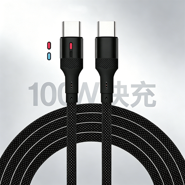 New Night Luminous Mobile Phone Fast Charging Data Cable Adopts Dual C-port Design Nylon PVC Material TYPE-C Universal